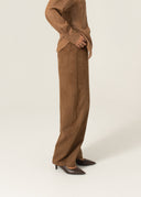 Spodnie z eco zamszu Wide Leg Caramel