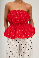 Top Polka Dots czerwień