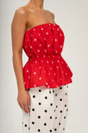 Top Polka Dots czerwień