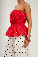 Top Polka Dots czerwień
