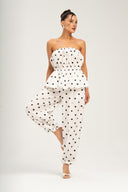 Spodnie POLKA DOTS białe