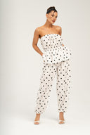 Spodnie POLKA DOTS białe