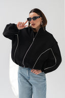 Bluza dresowa na zamek z lampasami