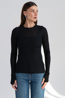 Prążkowany long sleeve 2w1 z kaszmirem