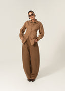 Spodnie z eco zamszu Wide Leg Caramel