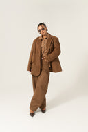 Spodnie z eco zamszu Wide Leg Caramel