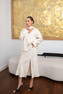 Spódnica Ivory Bloom z ozdobnymi żabkami