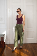 Bawełniane spodnie z ażurowym haftem