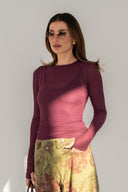 Prążkowany long sleeve 2w1 z kaszmirem